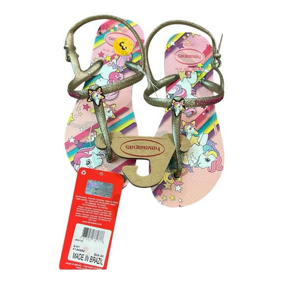 Havaianas Girl's Freedom My Little Pony Sandals unicorn sling back flip flop BWT - Picture 2 of 7